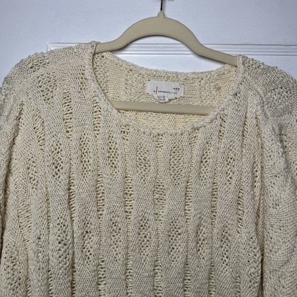 Anthropologie Adella Knit Dolman Sleeve Boxy Pullover Sweater Ivory Small - Picture 2 of 8